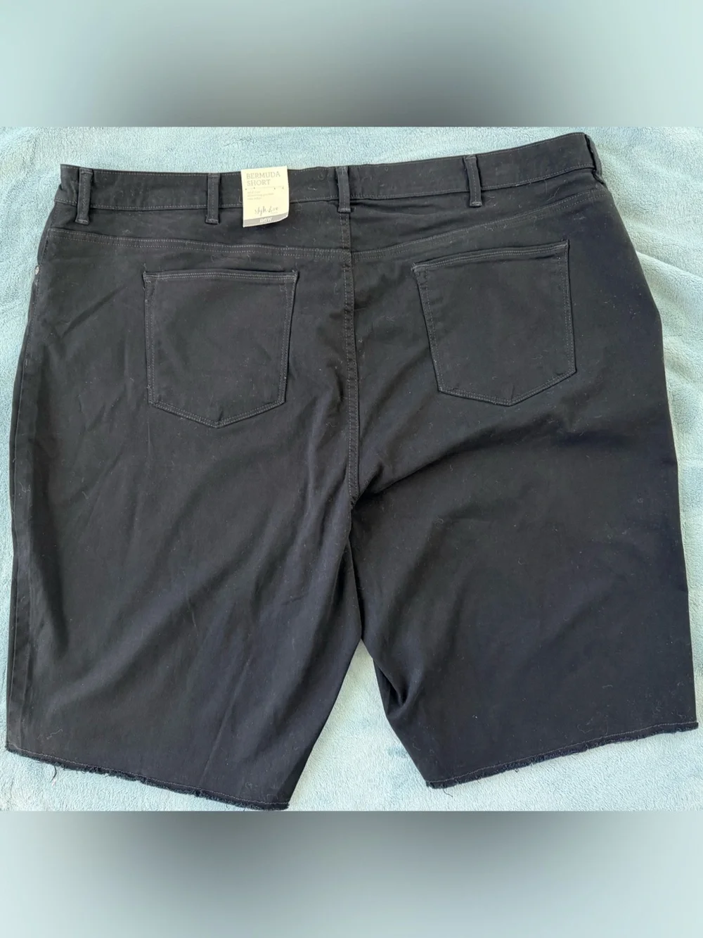 NEW STYLE & CO Plus Size Denim Raw-Edge Deep Black Mid-Rise Bermuda Short Sz 26W